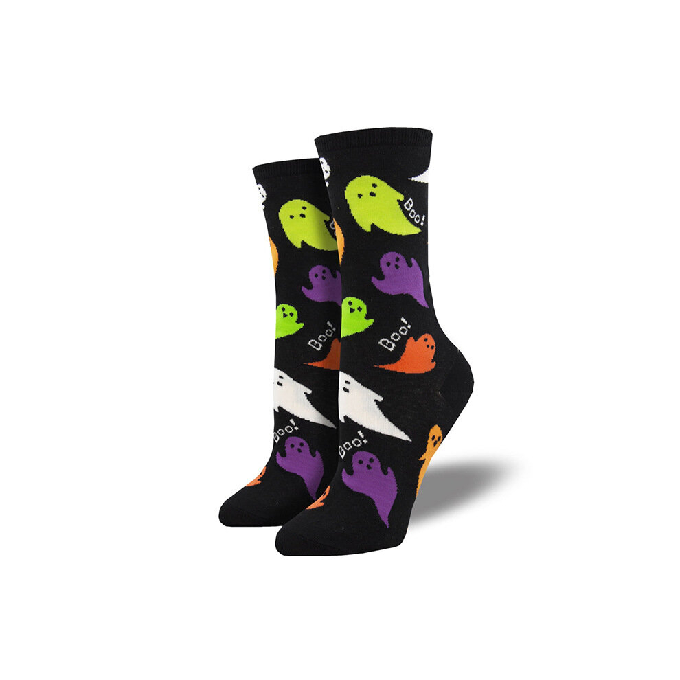 (Cute Little Ghost) Halloween Spooky Pumpkin Jacquard Tide Socks Men's and Women's Couple Mid-Calf Socks, Men's and Women's Socks-image-OPC-PCS9GY6-NEW