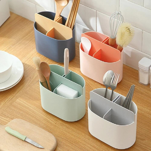 Tableware Storage Wood Chopsticks Cage Holder Multi-Function Knives Spoon Cutlery Drain Containers Organizer Kitchen Utensils 2