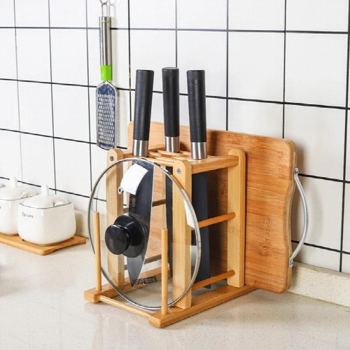Household Wooden Holder Seat Storage Kitchen Cutting Board Rack Multi-functional Storage Rack 2
