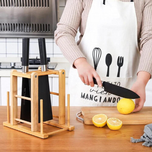 Household Wooden Holder Seat Storage Kitchen Cutting Board Rack Multi-functional Storage Rack 1