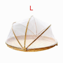 Round Food Cover Bamboo Food Serving Tent Basket Bamboo Food Tray with Cover for Picnic Camping