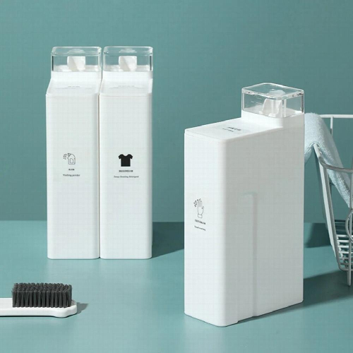 Bathroom Laundry Bottle with Gift Labels Detergent Softener Bleaching Agent Storage Box 1000ML Large Capacity Empty Bottles 2