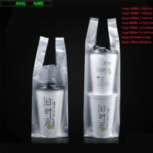 300pcs/lot Tea Milk Coffee Plastic Takeaway Takeout Vest Bag Portable Disposable Drinks Bag Cups Bags Hand Carry Bags