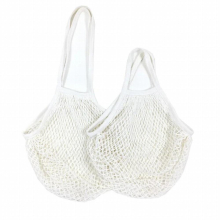 2Pcs Portable Shopping Bag for Fruit Vegetable Colorful Cotton Reusable Groceries Bags Storage Net Bag Mesh Long Handle Tote Bag