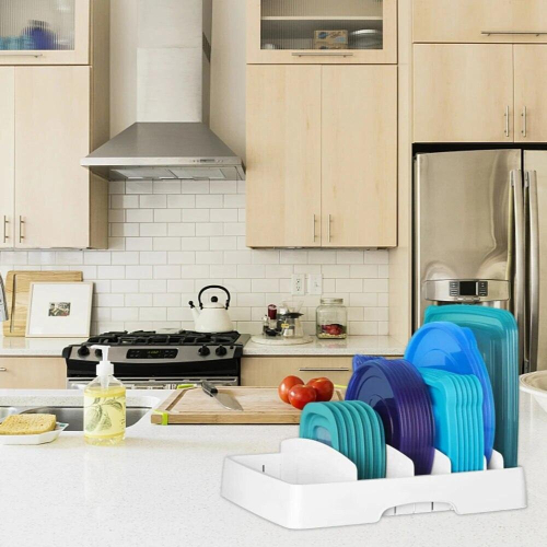 Single-layer Plastic Lid Storage Rack Food Container Lid Storage Rack Dish Storage Tray Container Fresh-keeping Lid Organizer 2