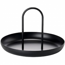 Desktop Storage Tray Mental Round Trays With Handle Home Decor Kitchen Table Meal Snack Tray Plate Necklace Jewelry Storage