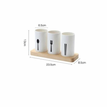 Kitchen Storage Box Oak Wood Base And Fork Chopsticks Tube Drain Rack Multi-Function Household Creative Chopsticks Rack