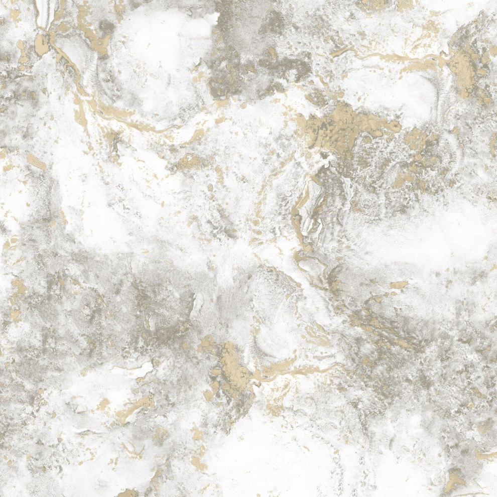 (Grey/Gold) Luxe Collection Marble Heavyweight Vinyl Wallpaper 5060671784130