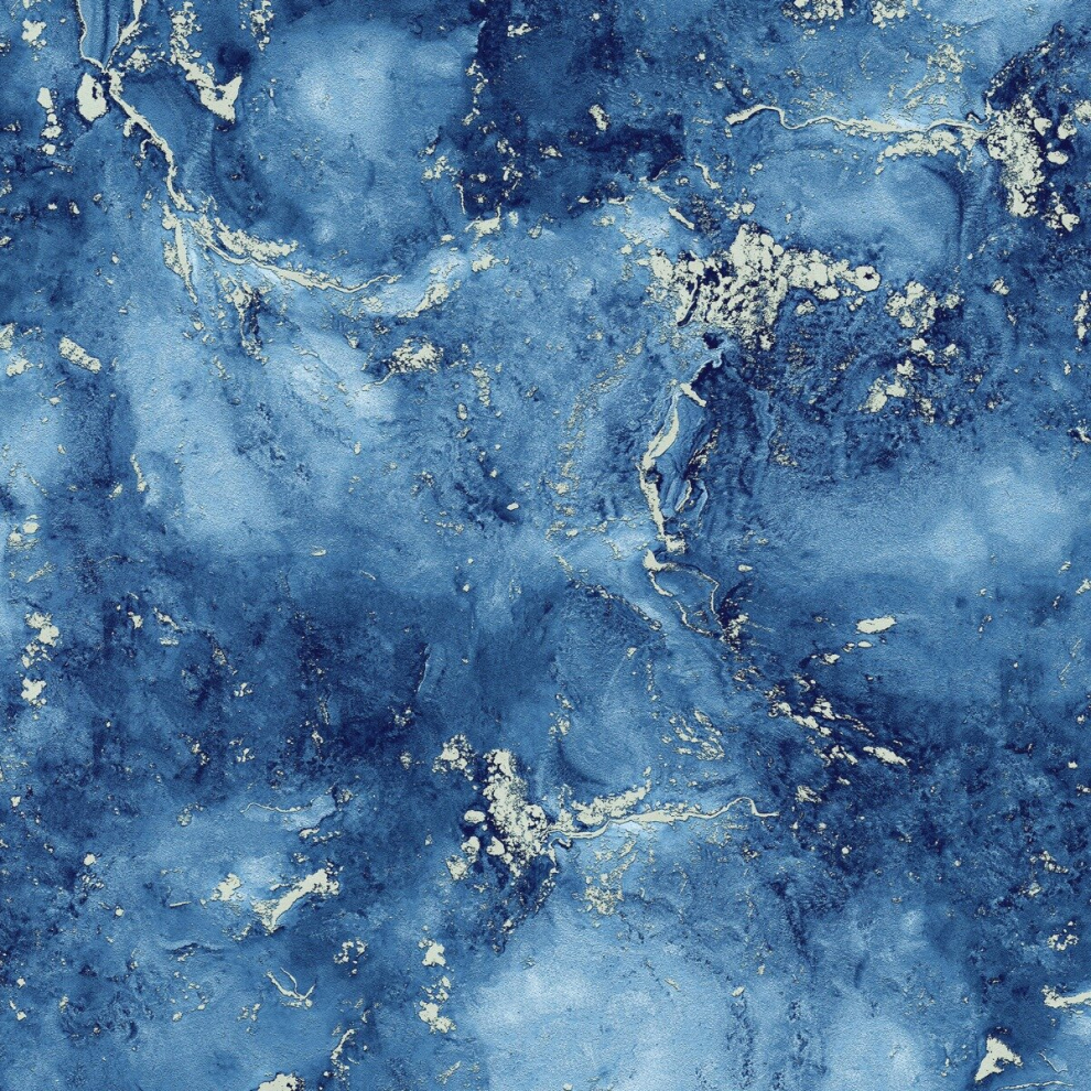 (Blue/Gold) Luxe Collection Marble Heavyweight Vinyl Wallpaper 5060671784123