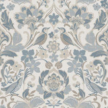 Folk Floral Wallpaper Soft Blue World of Wallpaper 946103