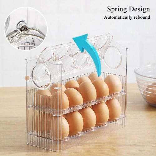 Flip-Type Eggs Storage Rack Eggs Storage Box Stand Egg Holder For Refrigerator Organizer Box Egg Container Fresh Tray Kitchen 2