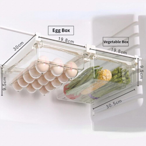 Kitchen Refrigerator Storage Box Plastic Clear Fruit Food Fresh-Keeping Organizer Under Shelf Drawer Box Kitchen Accessories 2