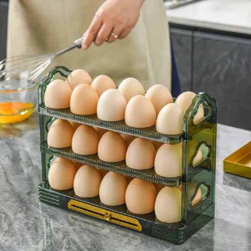 3-Layer Refrigerator Egg Holder Flip Fridge Door Egg Storage Rack Tray Container Space Saver Egg Organizer Box Shelf for Kitchen 1