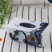 Wooden Tissue Boxes Mediterranean Sea Household Style Car Towel Napkin Paper Holder Tissue Case Container Antique Home Decor