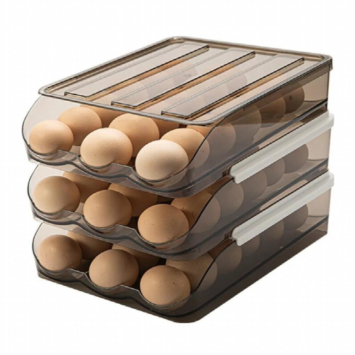 Three-layer Egg Storage Box Automatic Slide Box Refrigerator Egg Holder Kitchen Large Capacity Egg Tray Contenedor De Huevos 2