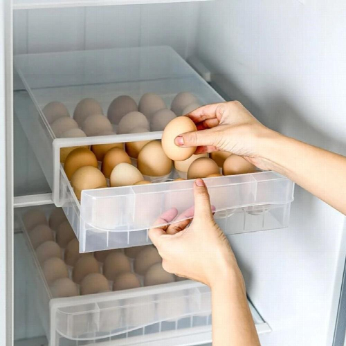 Household Egg Storage Box Single Double Layer Drawer Type Transparent Egg Container for Refrigerator kitchen Storage accessories 1