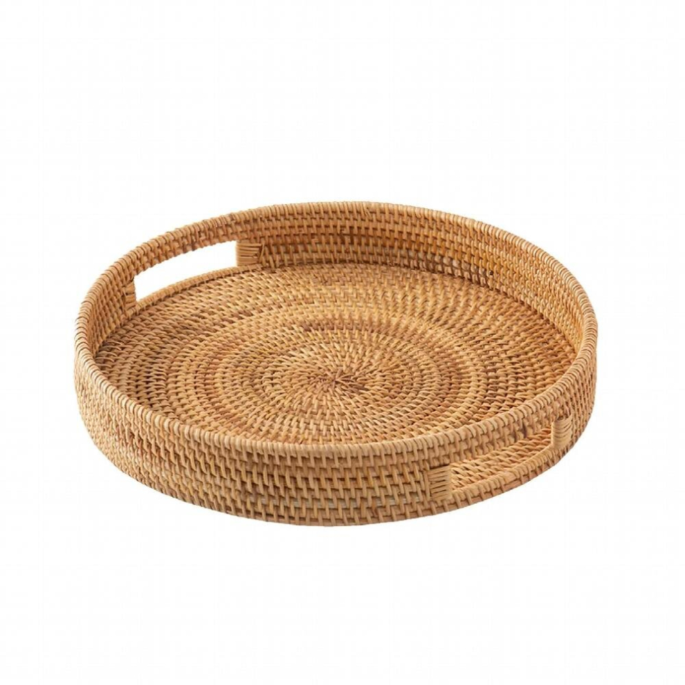 With Handle Serving Platter Restaurant Hand Woven Snack Round Drinks Fruit Tray Hotel Dining Room Rattan Bread Kitchen Accessory-image-OPC-PCS9RVG-NEW