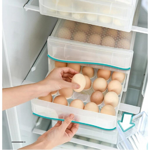 Household Egg Storage Box Single Double Layer Drawer Type Transparent Egg Container for Refrigerator kitchen Storage accessories 2