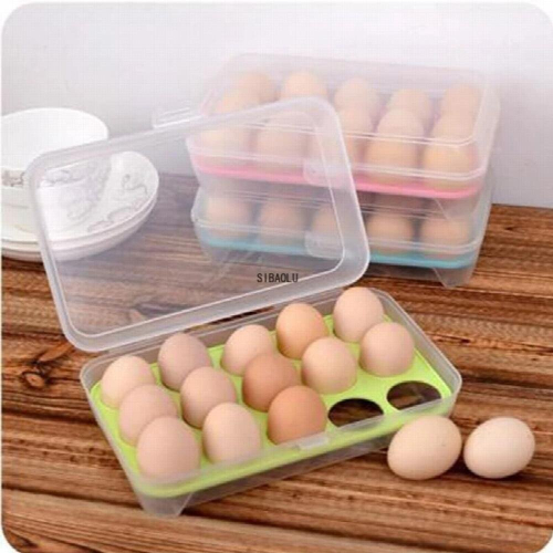 1PC 15 Grids Plastic Egg Storage Containers Fresh Refrigerator Case Kitchen Food Crisper Box Storage Box 1