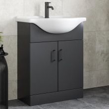 Alpine Black Freestanding Vanity Unit with Basin - 650mm