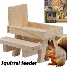 Squirrel Feeder Durable Outdoor Indoor Picnic Table Pets Wooden Food Storage Durable Wooden Picnic Table Practical GRSA889