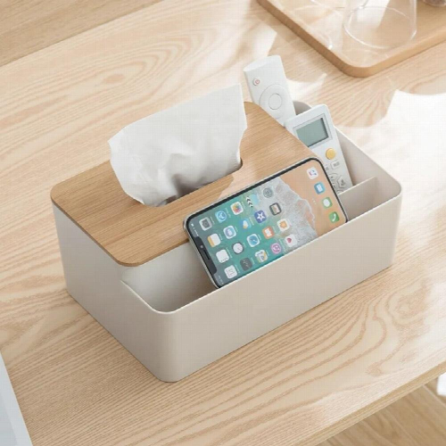 European-style Multifunctional Wooden Tissue Box Rectangular Solid Wood Tissue Box Desktop Storage Multi-drawer Tray 2