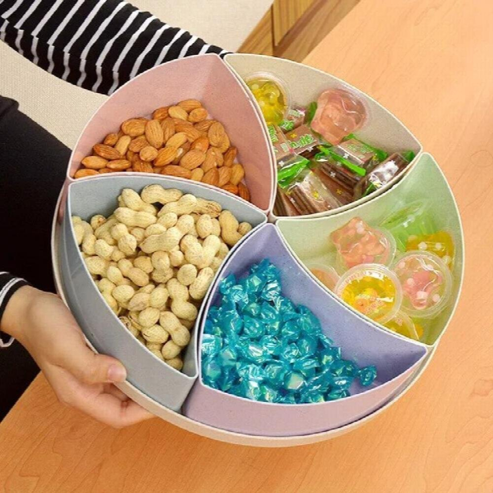 Wheat Straw Nuts Plates with Covers Multi-Grids Boxes Snacks Plates Wedding Year Fruit Plates-image-OPC-PCSB2ZS-NEW