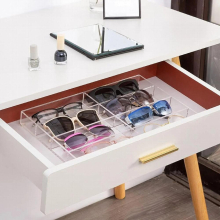 Acrylic Glasses Organizer Clear 6 Slot Rack Eyewear Storage Tray Glasses Holder for Glasses Jewelry Makeup Watch