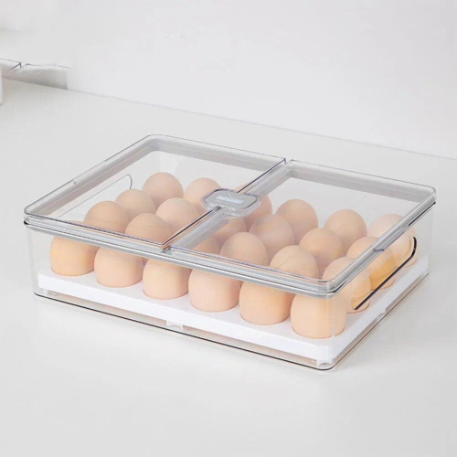 24Grids Egg Storage Box Refrigerator Food Storage Box Plastic Storage Transparent Containers Drawer Organizer Boxes for Kitchen