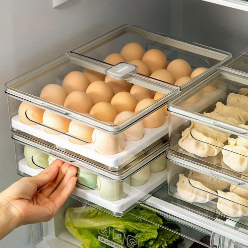 24Grids Egg Storage Box Refrigerator Food Storage Box Plastic Storage Transparent Containers Drawer Organizer Boxes for Kitchen 1