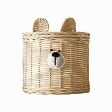 Rattan Tissue Box Lovely Bear Tissue Holder Practical Space-saving Desktop Ornament Portable Paper Box for Home