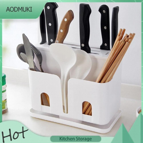 Holder with Drain Function Plastic Chopsticks Spoon Cutlery Storage Box Multifunctional Organizer Home Kitchen Rack 1