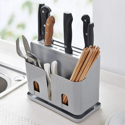 Holder with Drain Function Plastic Chopsticks Spoon Cutlery Storage Box Multifunctional Organizer Home Kitchen Rack 2