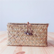 Vintage Handicraft Straw Tissue Box for Car Antique Noble Tissue Case Holder Home Decoration Storage Wedding Gift