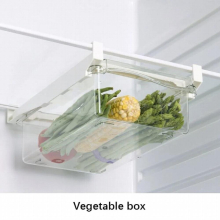 Plastic Clear Fridge Organizer Slide Under Shelf Drawer Box Rack Holder Refrigerator Drawer Kitchen Fruit Food Storage Box