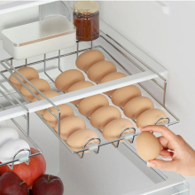 Stainless Steel Egg Rack,Refrigerator Storage Shelf RollingCreative Drawer Box Egg Rack Refrigerator Storage Container