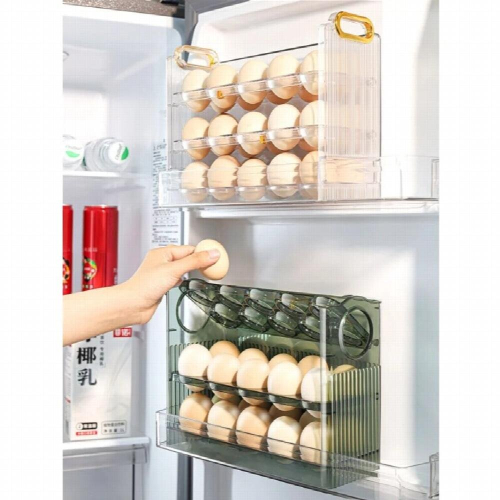 Egg Organizer Tiered with Date Automatic Rebound Kitchen Multifunctional Organizer Refrigerator Side Door Fresh Egg Carton 1