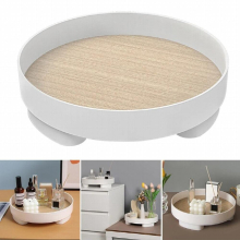 Desktop Organizer Tray Round Wooden Key Bowl Snacks Container Holder for Household Porch Office MAZI888