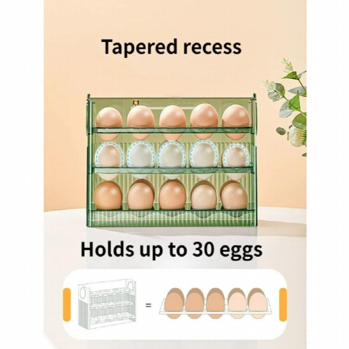 Egg Organizer Tiered with Date Automatic Rebound Kitchen Multifunctional Organizer Refrigerator Side Door Fresh Egg Carton 2