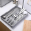 Stretchable Kitchen Cutlery Storage Block Holder Kitchen Organizer Container Spoon Fork Storage Separation Drawer Storage 2