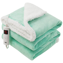 (Lucite Green) Fleece Heated Electric Throw Blanket 9 Colours