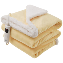 (Yellow Reversible) Fleece Heated Electric Throw Blanket 9 Colours