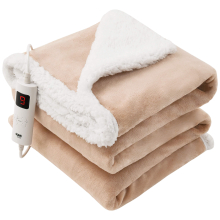 (Almond) Fleece Heated Electric Throw Blanket 9 Colours