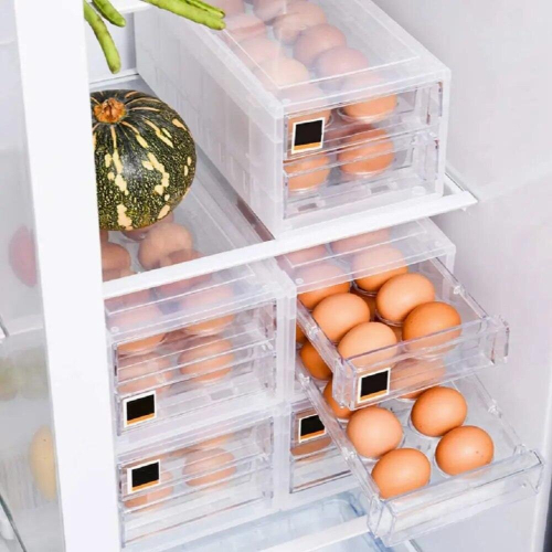 Household Egg Storage Box Drawer Basket Drawer-Type Refrigerator Storage Box Egg Holder Container Double Layer Plastic Egg Tray 2