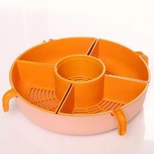 Rotatable Household Pot Ingredients and Vegetable Assortment Double-layer Fruit Plate Washing Basin Drain Basket Artifact