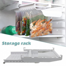 Organizer for Refrigerator Telescopic Storage Rack Household Storage Bag Rail Rack Punch-Free Hanging Rack SCVD889