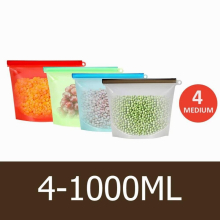 1000ml 1500ml Zip Lock Airtight Seal Silicone Bag Reusable Silicone Food Storage Bag for Food Cooking Sandwich Snack Bags