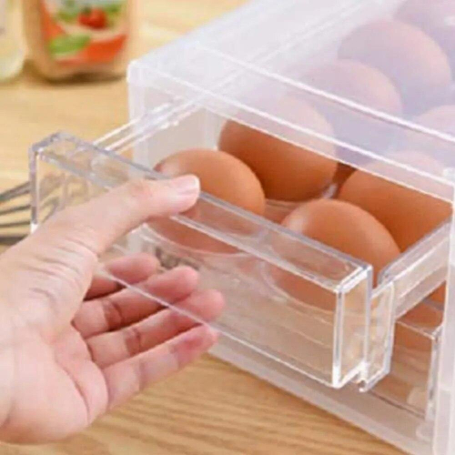 Household Egg Storage Box Drawer Basket Drawer-Type Refrigerator Storage Box Egg Holder Container Double Layer Plastic Egg Tray 1