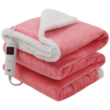 (Dark Pink Reversible) Fleece Heated Electric Throw Blanket 9 Colours