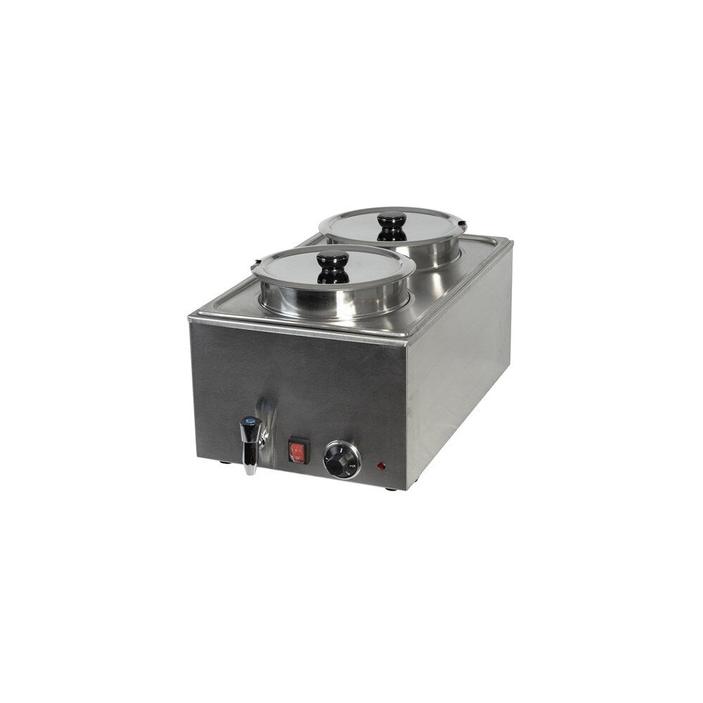 Quattro Twin Pot Round Bain Marie With Drain Tap